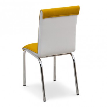 Καρέκλα Brett Megapap μεταλλική - τεχνόδερμα χρώμα μουσταρδί - λευκό 39x50x96εκ.
