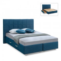 Κρεβάτι Favory Megapap υφασμάτινο με αποθηκευτικό χώρο χρώμα μπλε 160x200εκ.