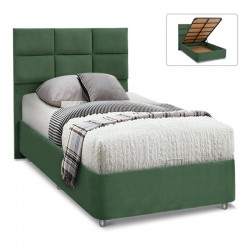 Κρεβάτι Trendy Megapap soft ύφασμα με αποθηκευτικό χώρο χρώμα πράσινο 100x200εκ.
