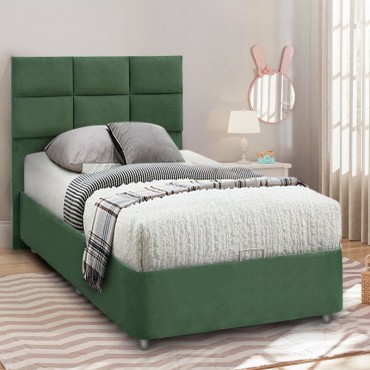 Κρεβάτι Trendy Megapap soft ύφασμα με αποθηκευτικό χώρο χρώμα πράσινο 100x200εκ.