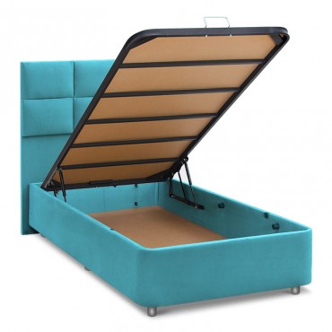 Κρεβάτι Trendy Megapap soft ύφασμα με αποθηκευτικό χώρο χρώμα σιέλ 100x200εκ.