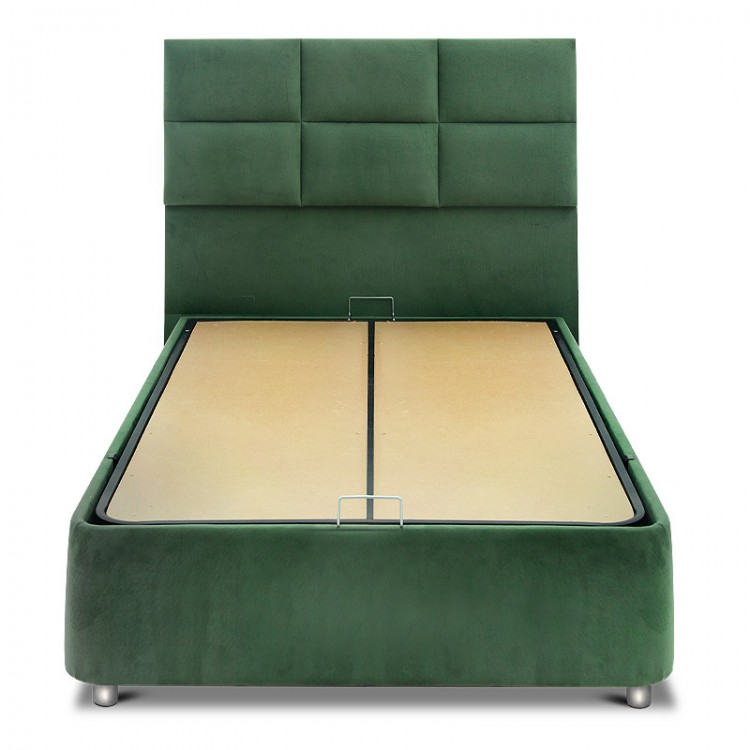 Κρεβάτι Trendy Megapap soft ύφασμα με αποθηκευτικό χώρο χρώμα κυπαρισσί 120x200εκ.