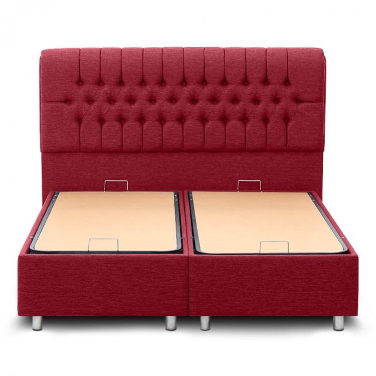 Κρεβάτι Therapy Megapap υφασμάτινο με αποθηκευτικό χώρο χρώμα βουργουνδί 160x200εκ.