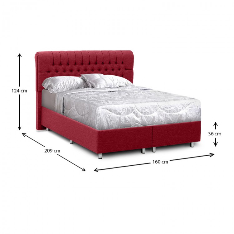 Κρεβάτι Therapy Megapap υφασμάτινο με αποθηκευτικό χώρο χρώμα βουργουνδί 160x200εκ.