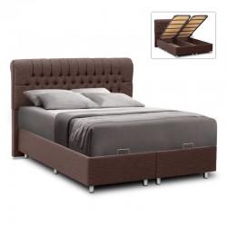 Κρεβάτι Therapy Megapap υφασμάτινο με αποθηκευτικό χώρο χρώμα καφέ 160x200εκ.