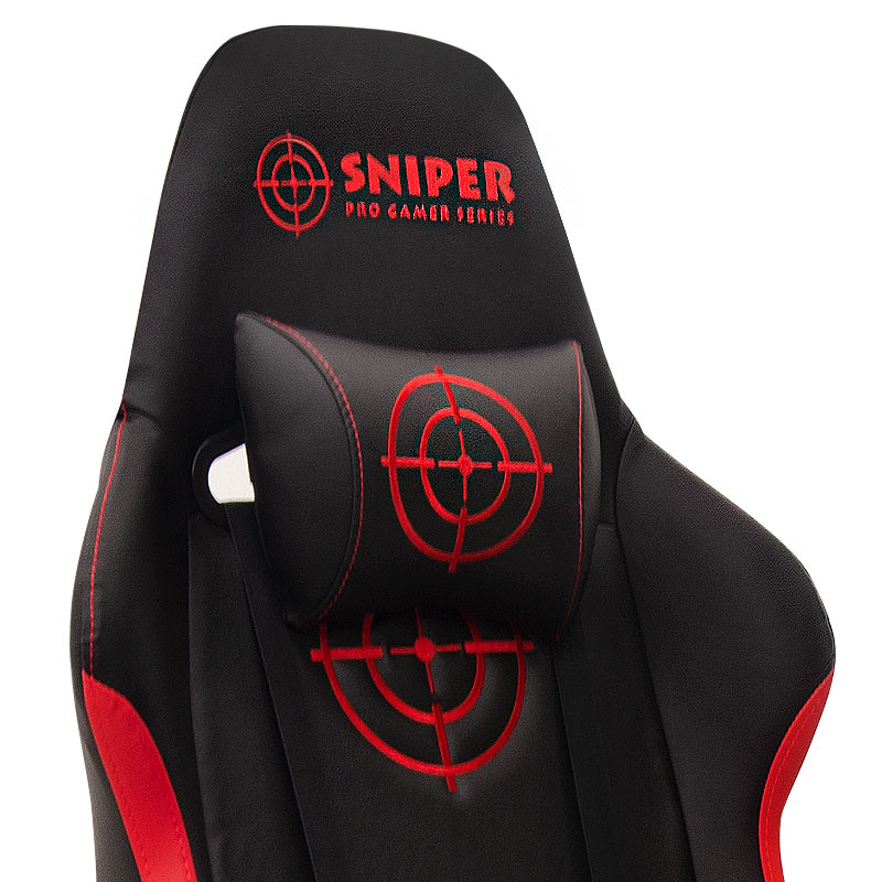Sniper Megapap gaming - professional fabric - Pu desk chair in red - black color 74x57x140cm.