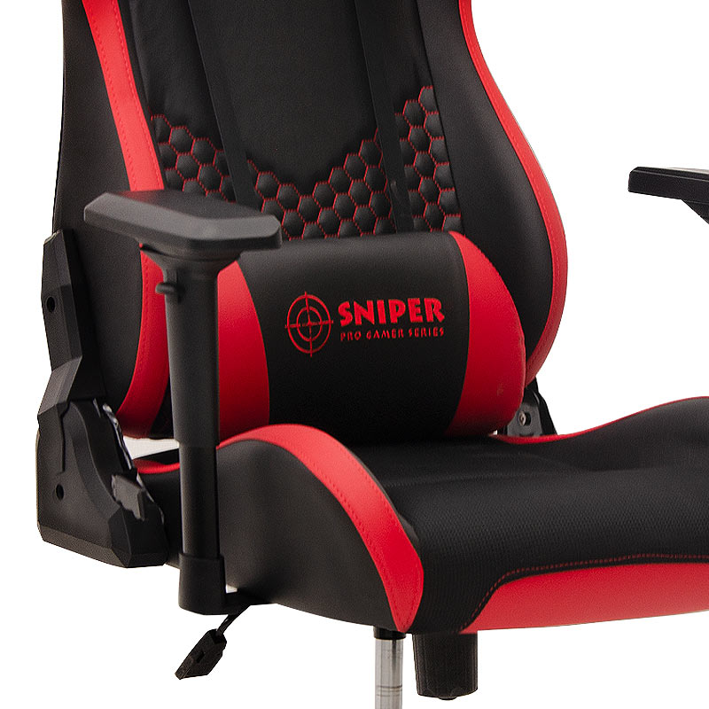 Sniper Megapap gaming - professional fabric - Pu desk chair in red - black color 74x57x140cm.