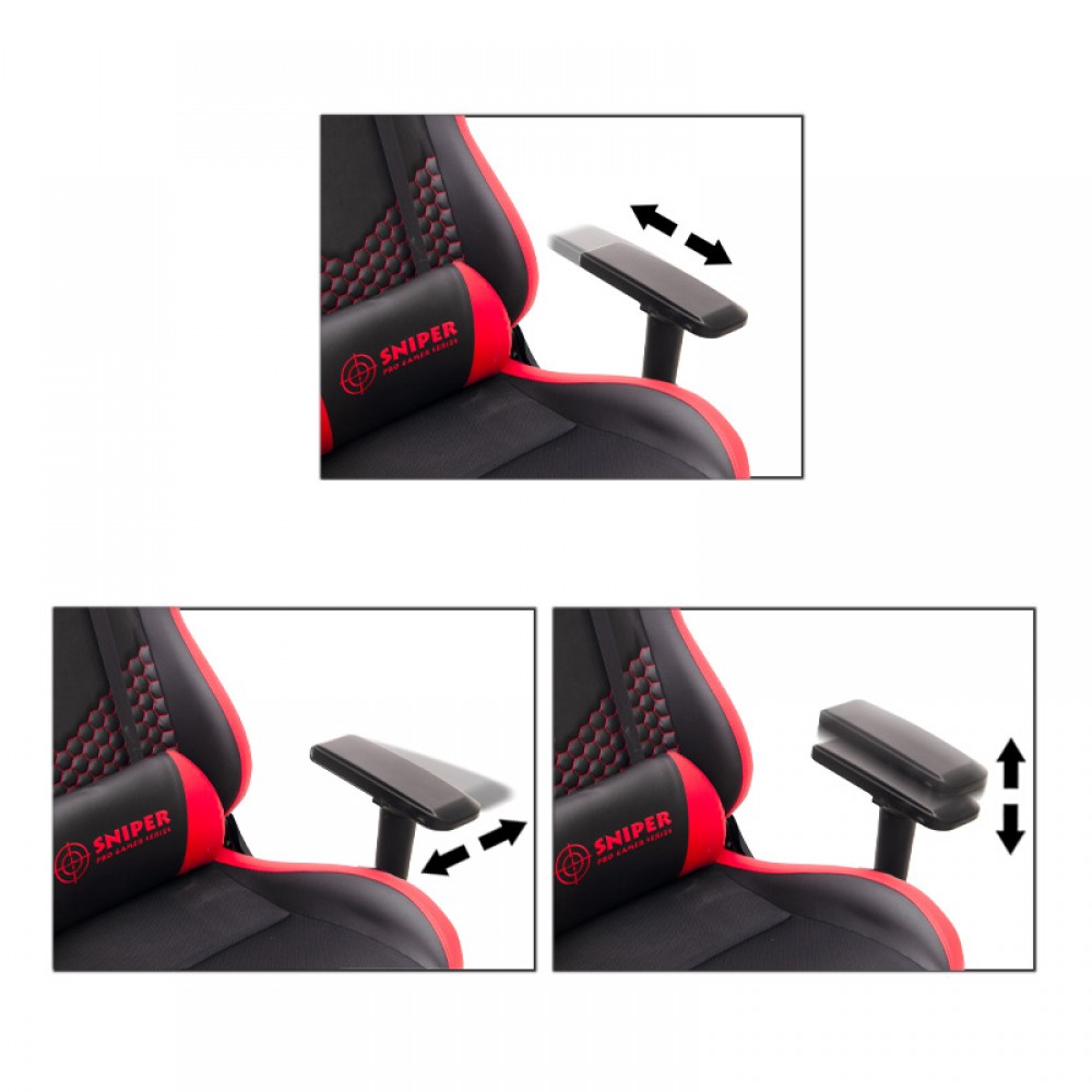 Καρέκλα γραφείου gaming - επαγγελματική Sniper Megapap τεχνόδερμα - ύφασμα κόκκινο - μαύρο 74x57x140εκ.