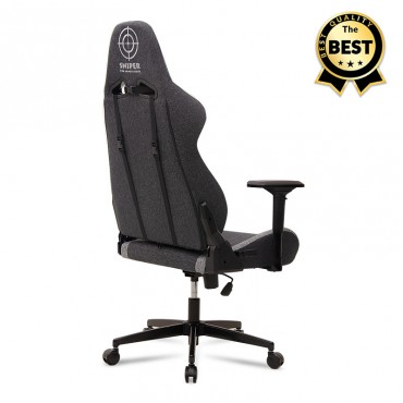 Καρέκλα γραφείου gaming - επαγγελματική Sniper Megapap υφασμάτινη σε μαύρο - γκρι 74x57x140εκ.