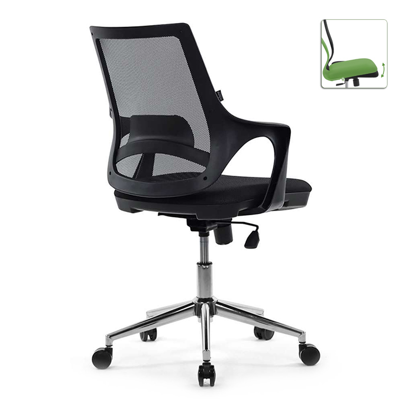 Skagen Metal Megapap fabric working chair in black color 58x59x97cm.