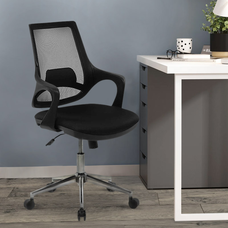 Skagen Metal Megapap fabric working chair in black color 58x59x97cm.