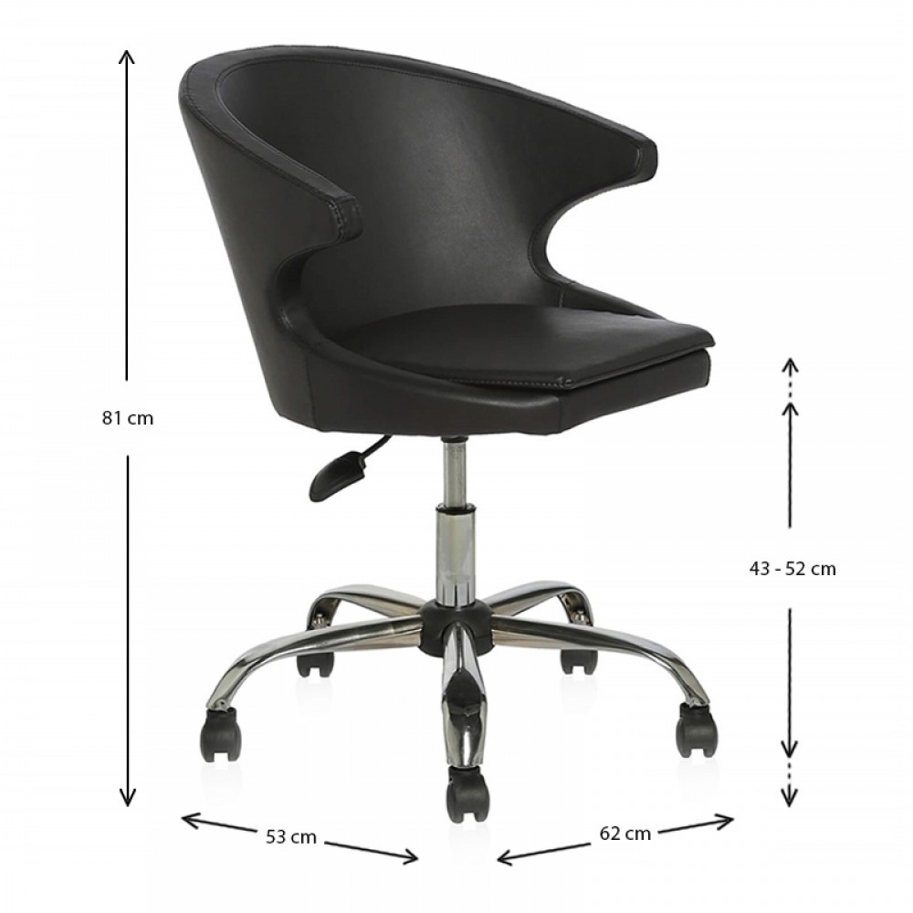 Καρέκλα εργασίας Koket Megapap από τεχνόδερμα χρώμα μαύρο 62x53x81εκ.