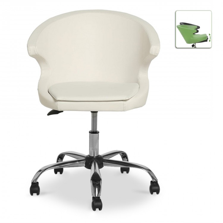 Καρέκλα εργασίας Koket Megapap από τεχνόδερμα χρώμα λευκό 62x53x81εκ.