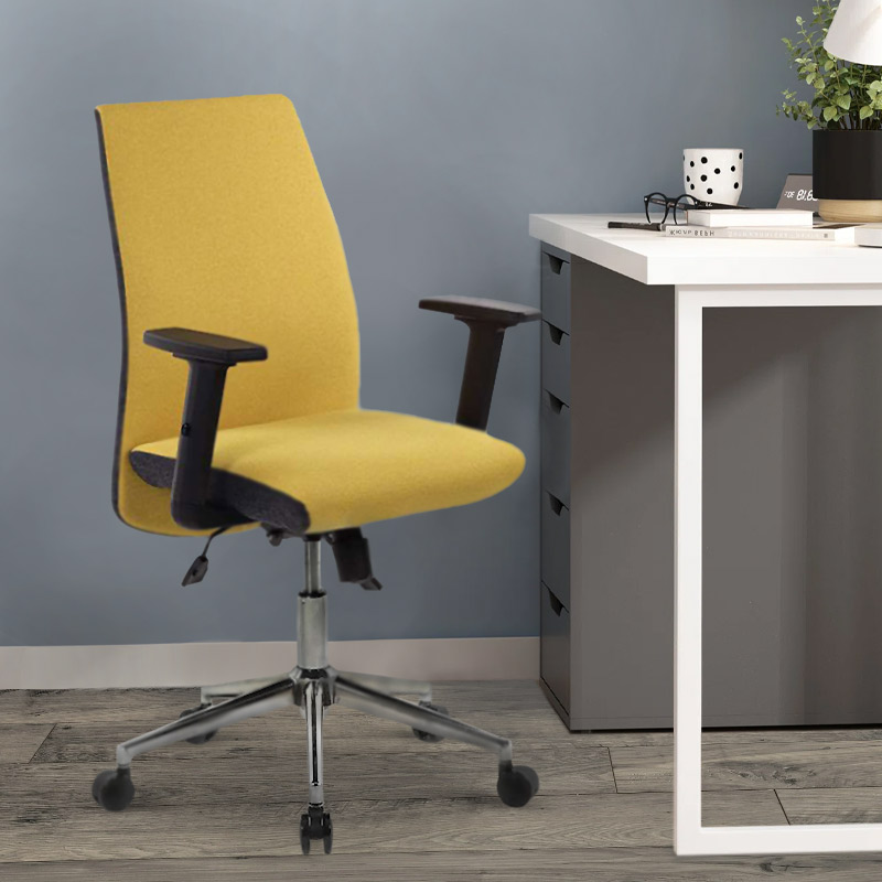Finn Megapap fabric working chair in mustard color 61x55x105-113cm.
