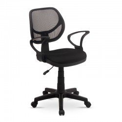 Καρέκλα γραφείου εργασίας Gates Magapap υφασμάτινη χρώμα μαύρο 53x52x83-96εκ.