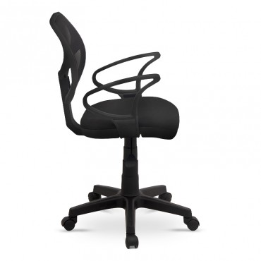 Καρέκλα γραφείου εργασίας Gates Magapap υφασμάτινη χρώμα μαύρο 53x52x83-96εκ.