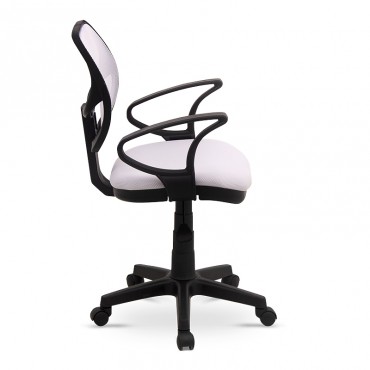 Καρέκλα γραφείου εργασίας Gates Magapap υφασμάτινη χρώμα λευκό 53x52x83-96εκ.