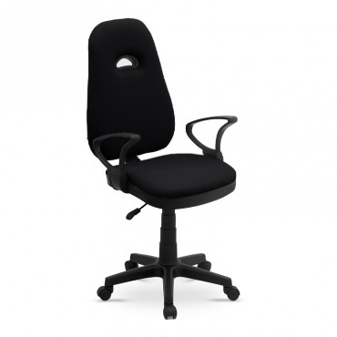 Καρέκλα γραφείου εργασίας Dustin Megapap υφασμάτινη χρώμα μαύρο 55x61x104-116εκ.