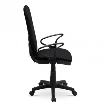 Καρέκλα γραφείου εργασίας Dustin Megapap υφασμάτινη χρώμα μαύρο 55x61x104-116εκ.