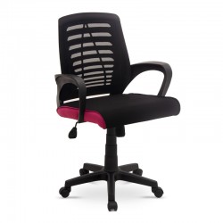 Καρέκλα γραφείου εργασίας Sundar Megapap υφασμάτινη χρώμα μαύρο - ροζ 65x56x90-103εκ.