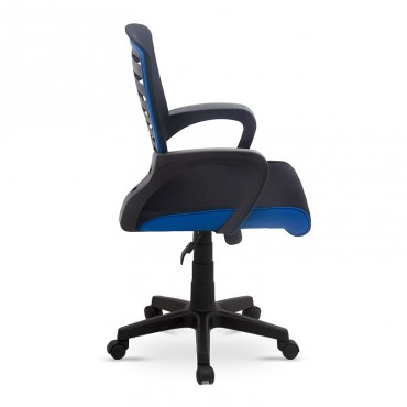 Καρέκλα γραφείου εργασίας Sundar Megapap υφασμάτινη χρώμα μαύρο - μπλε 65x56x90-103εκ.