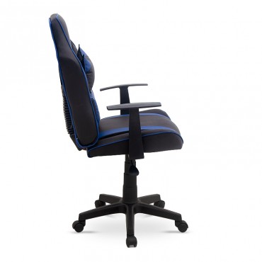 Καρέκλα γραφείου παιδική Dotcom Megapap τεχνόδερμα χρώμα μαύρο - μπλε 61x63x100-113εκ.