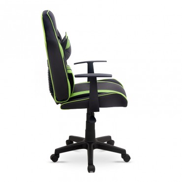 Καρέκλα γραφείου παιδική Dotcom Megapap τεχνόδερμα χρώμα μαύρο - πράσινο 61x63x100-113εκ.