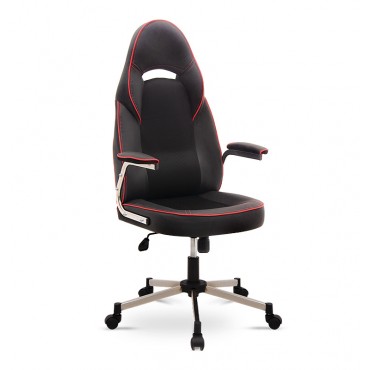 Καρέκλα γραφείου gaming Carmack Megapap τεχνόδερμα - ύφασμα χρώμα μαύρο-κόκκινο 67x68x124-132εκ.