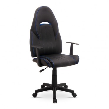 Καρέκλα γραφείου gaming Guido Megapap τεχνόδερμα χρώμα μαύρο - μπλε 61x69x108-120εκ.