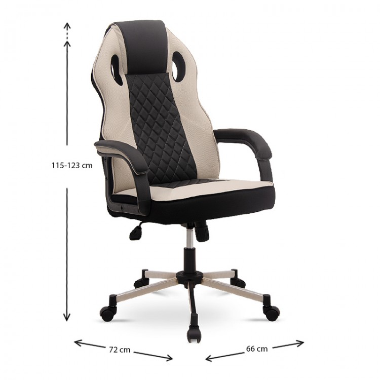 Καρέκλα γραφείου gaming Assist Megapap τεχνόδερμα - ύφασμα χρώμα μαύρο - γκρι 66x72x115-123εκ.