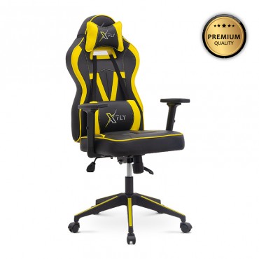 Καρέκλα γραφείου GAMING VENDETTA MEGAPAP χρώμα κίτρινο - μαύρο 65x69x116/123εκ.