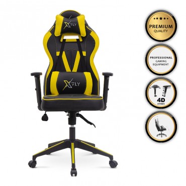 Καρέκλα γραφείου GAMING VENDETTA MEGAPAP χρώμα κίτρινο - μαύρο 65x69x116/123εκ.