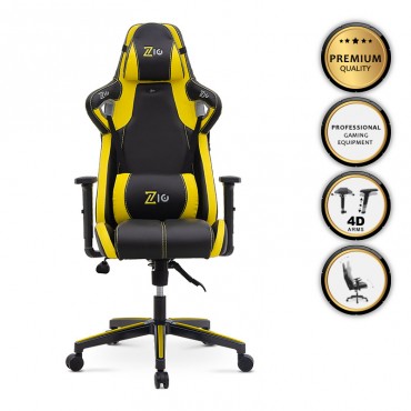Καρέκλα γραφείου GAMING VORTEX MEGAPAP χρώμα κίτρινο - μαύρο 68x71x125/133εκ.