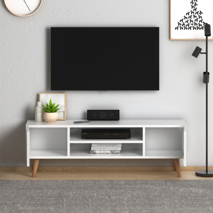 Έπιπλο τηλεόρασης Etna Megapap από μελαμίνη χρώμα λευκό 120x30x40εκ.