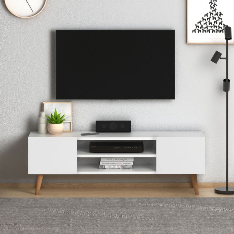 Έπιπλο τηλεόρασης Etna Megapap από μελαμίνη χρώμα λευκό 120x30x40εκ.