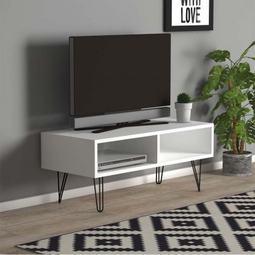 Έπιπλο τηλεόρασης Fiona Megapap από μελαμίνη χρώμα λευκό 90x30x41εκ.