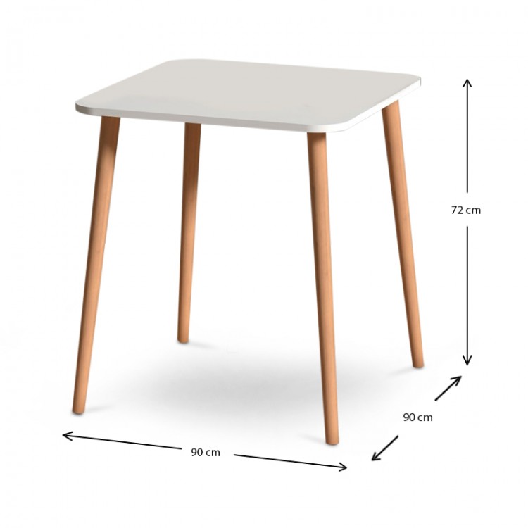 Τραπέζι Kare Megapap από μελαμίνη χρώμα λευκό 90x90x72εκ.