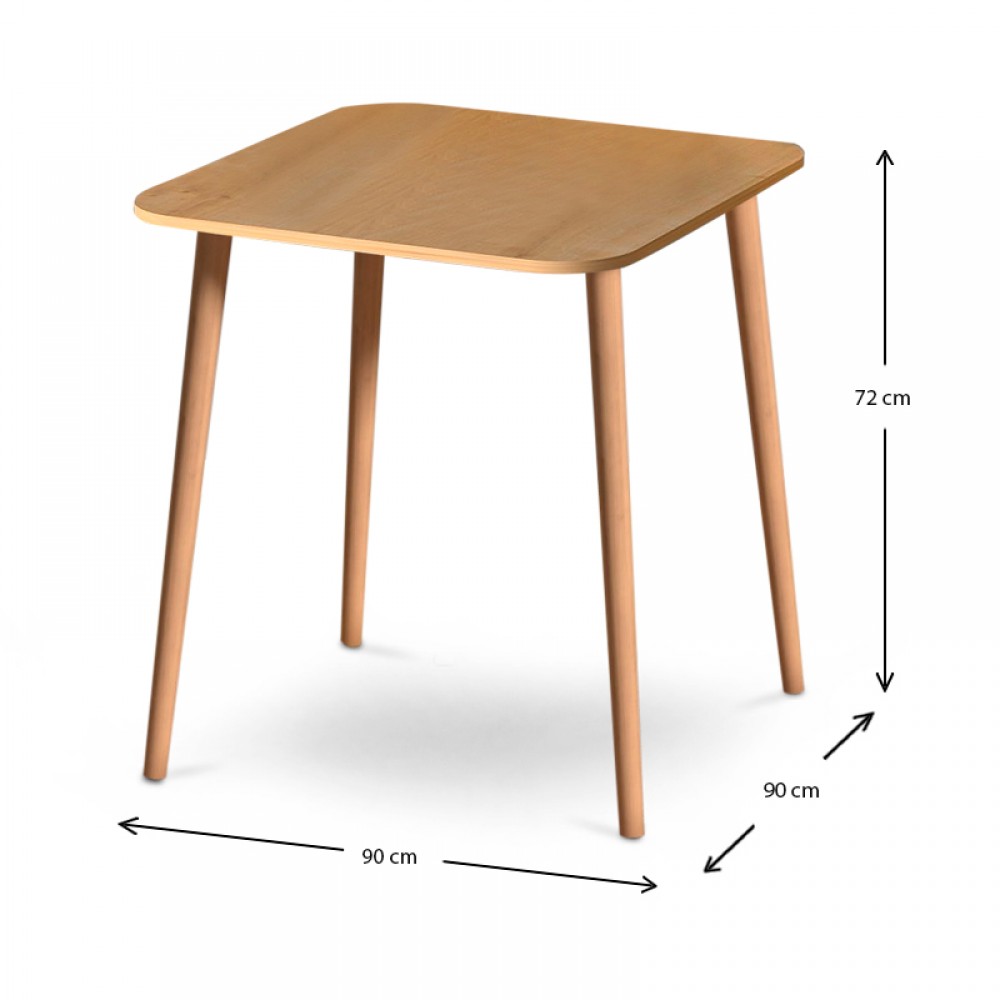 Τραπέζι Kare Megapap από μελαμίνη χρώμα oak 90x90x72εκ.