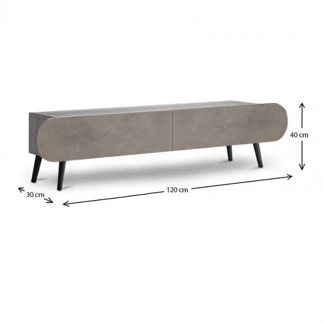 Έπιπλο τηλεόρασης Lotus Megapap χρώμα γκρι ρετρό 120x30x40εκ.