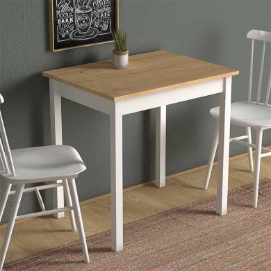Mini Megapap metallic - melamine table in oak - white color 78x59x75cm.
