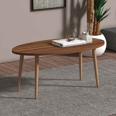 Orbit Megapap melamine coffee table in walnut color 118x53x41cm.