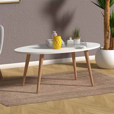 Orbit Megapap melamine coffee table in white color 118x53x41cm.