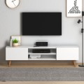 Plane Megapap melamine TV furniture in white color 150x32x46cm.