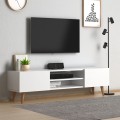 Plane Megapap melamine TV furniture in white color 150x32x46cm.