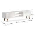 Plane Megapap melamine TV furniture in white color 150x32x46cm.