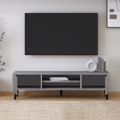 Plane Megapap melamine TV furniture in retro grey color 150x32x46cm.