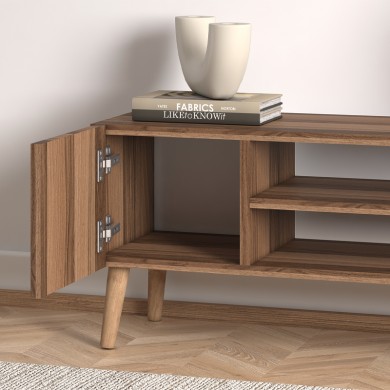 Porto Megapap melamine TV furniture in walnut color 90x32x42cm.