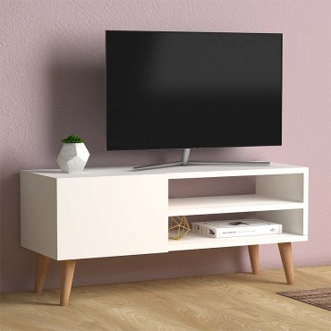 Έπιπλο τηλεόρασης Porto Megapap από μελαμίνη χρώμα λευκό 90x32x42εκ.