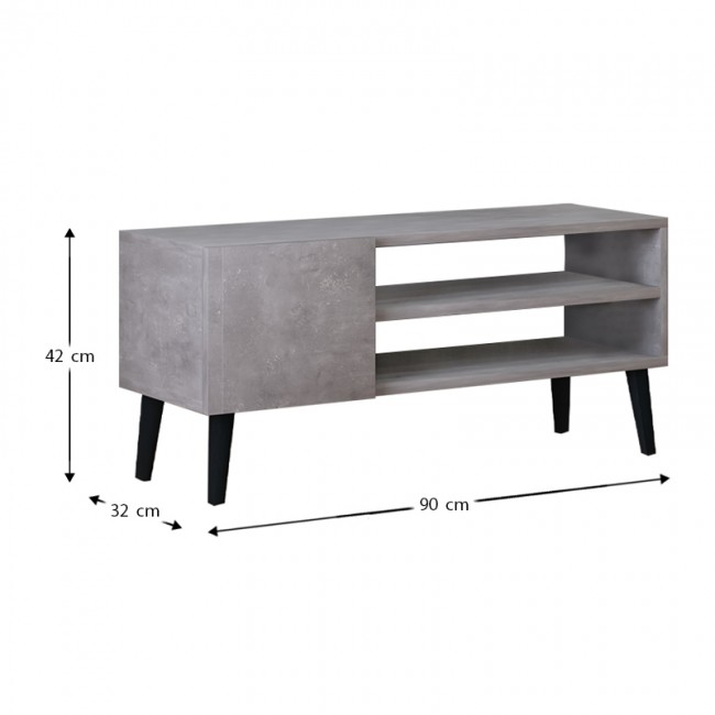 Έπιπλο τηλεόρασης Porto Megapap χρώμα γκρι ρετρό 90x32x42εκ.