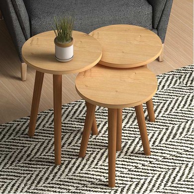 Τραπεζάκια βοηθητικά Soul Megapap χρώμα oak